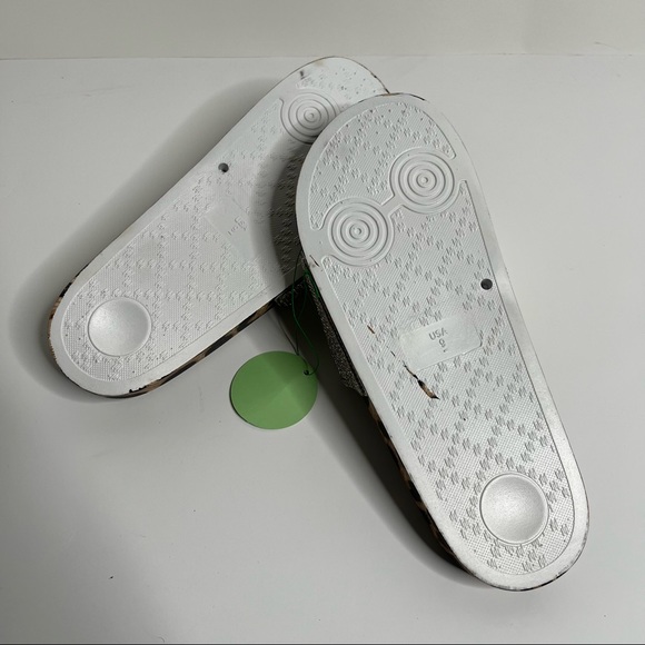 NWT Women's Slides Leopard Rhinestone Glitter Slip On Footbed Platform Sandals - Picture 7 of 10